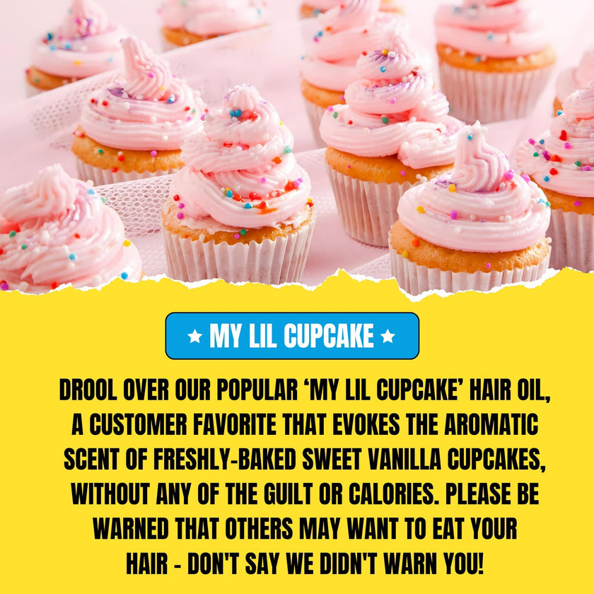My Lil Cupcake Hair Oil (30ml) – Sweet Vanilla Cupcake with Creamy Buttercream Scent | Nourishing & Shine-Enhancing Oil