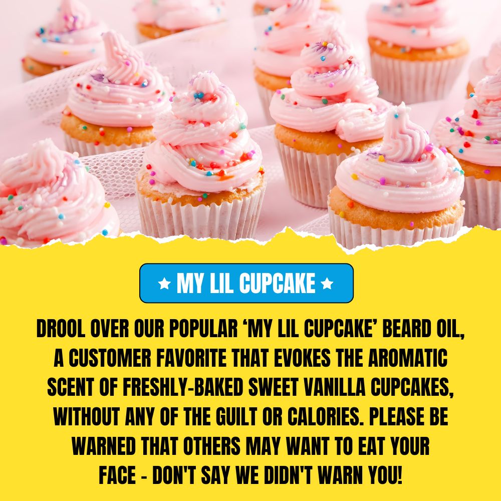 My Lil Cupcake Beard Oil (30ml) – Sweet Vanilla Cupcake with Creamy Buttercream Scent | Premium Conditioning Beard Oil