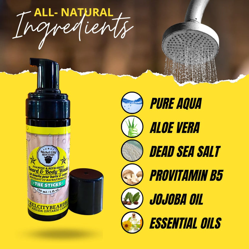 The Sticks Beard Wash (150ml) – Cedarwood & Tropical Citrus Scent | Refreshing Beard Shampoo & Cleanser