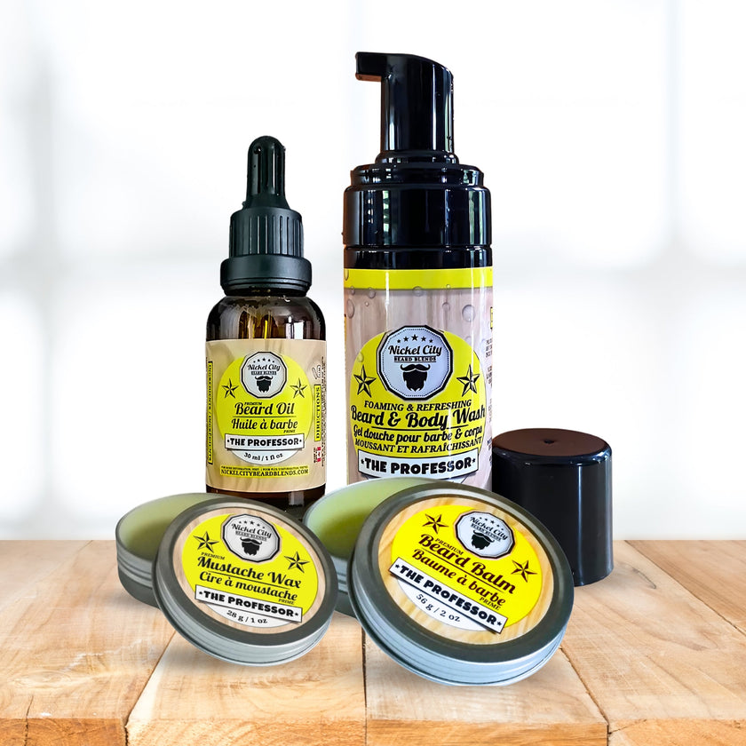Legendary Professor Bundle (4-Piece Beard Care Set: Beard Oil, Balm, Wash and Moustache Wax) – Dr. Chris Schneider Collaboration Edition | Cedarwood, Vanilla & Sweet Cigar