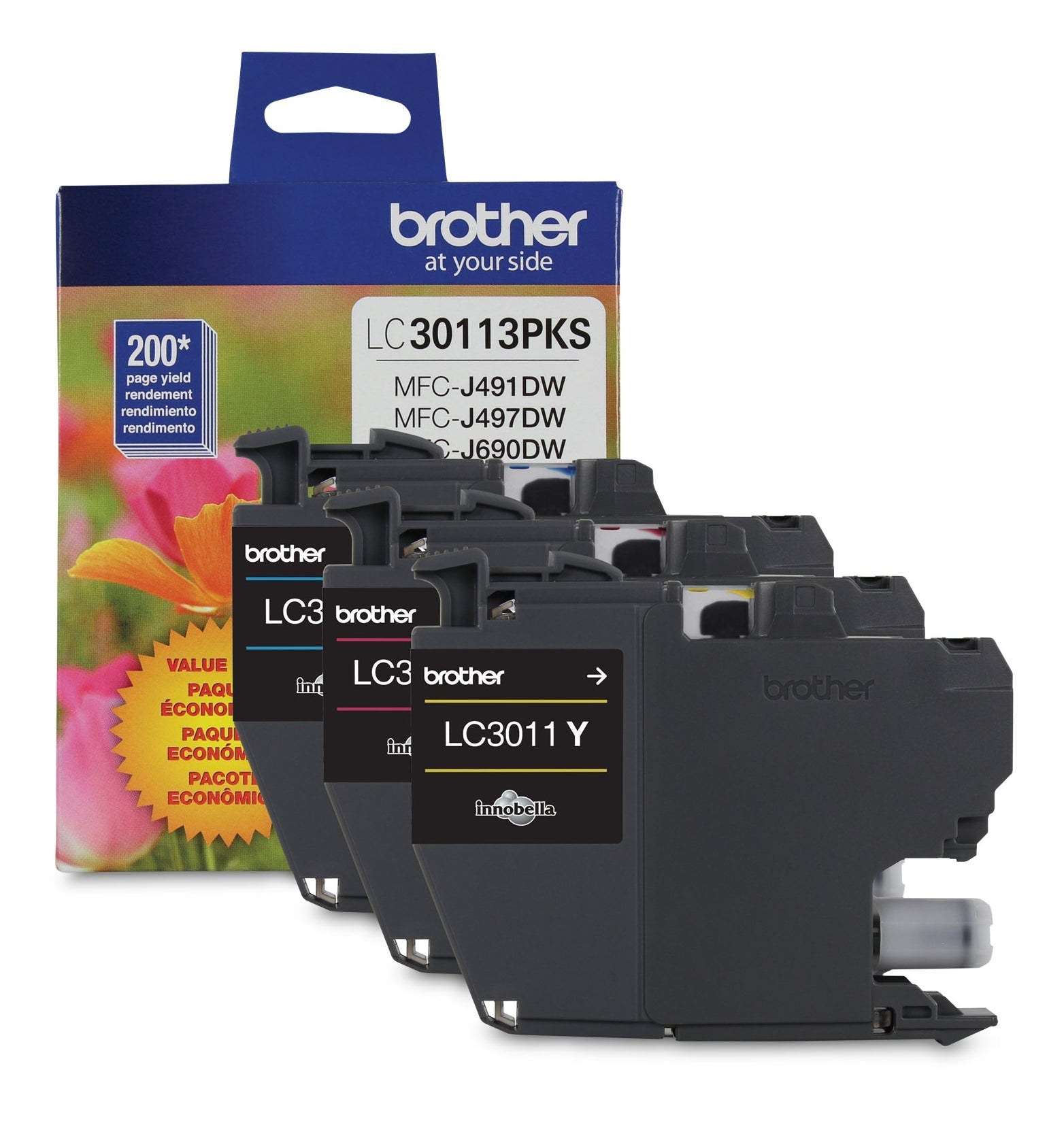 Brother LC30113PKS Colour Ink Cartridge, 3 Pack
