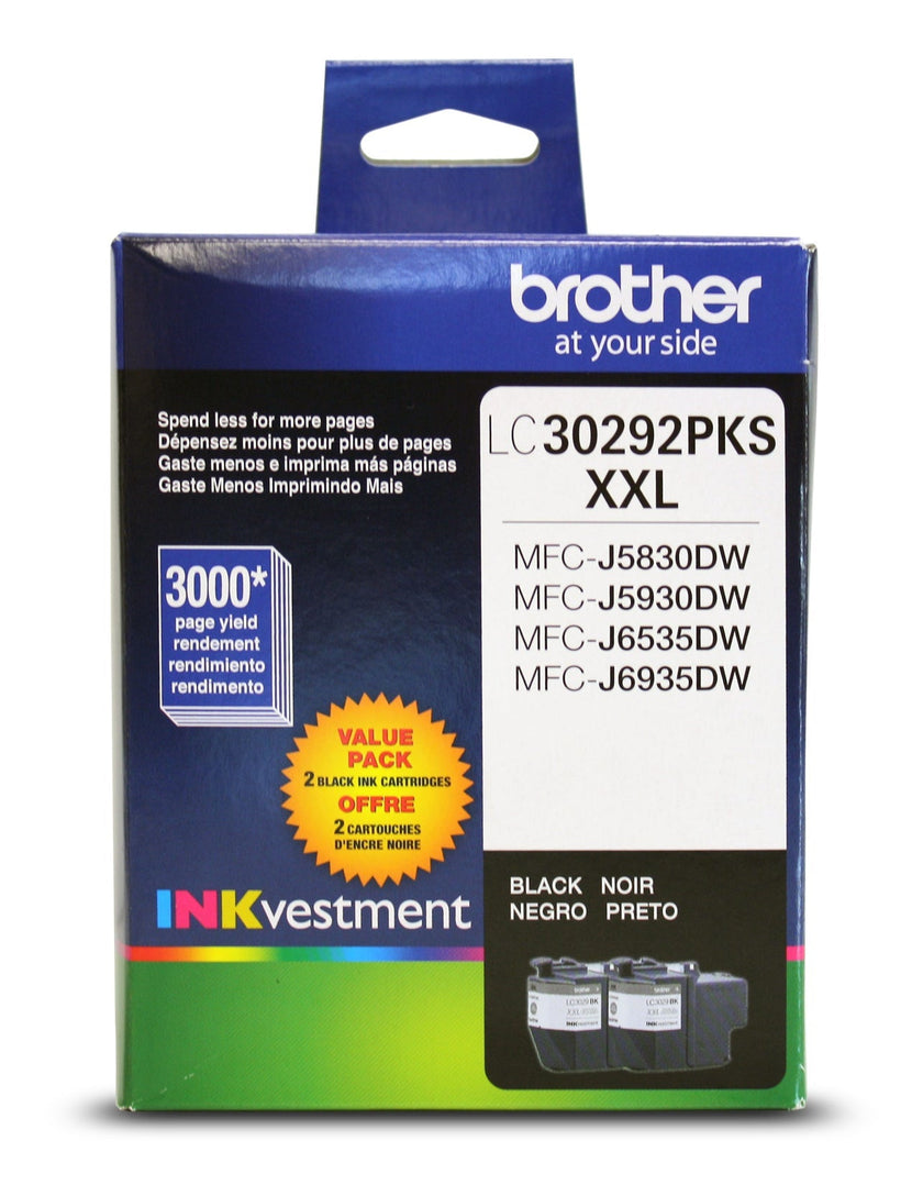 Brother Black Ink Cartridges, Super High Yield, 2 Pack (LC30292PKS)