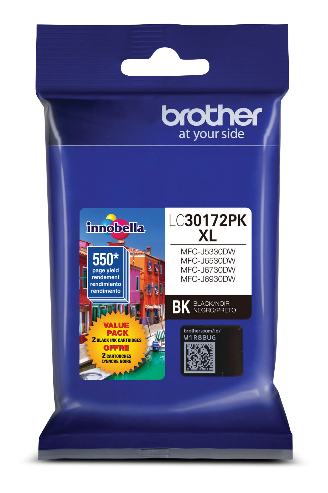 Brother LC3017 Innobella High-Yield Black Ink Cartridges, 2 Pack
