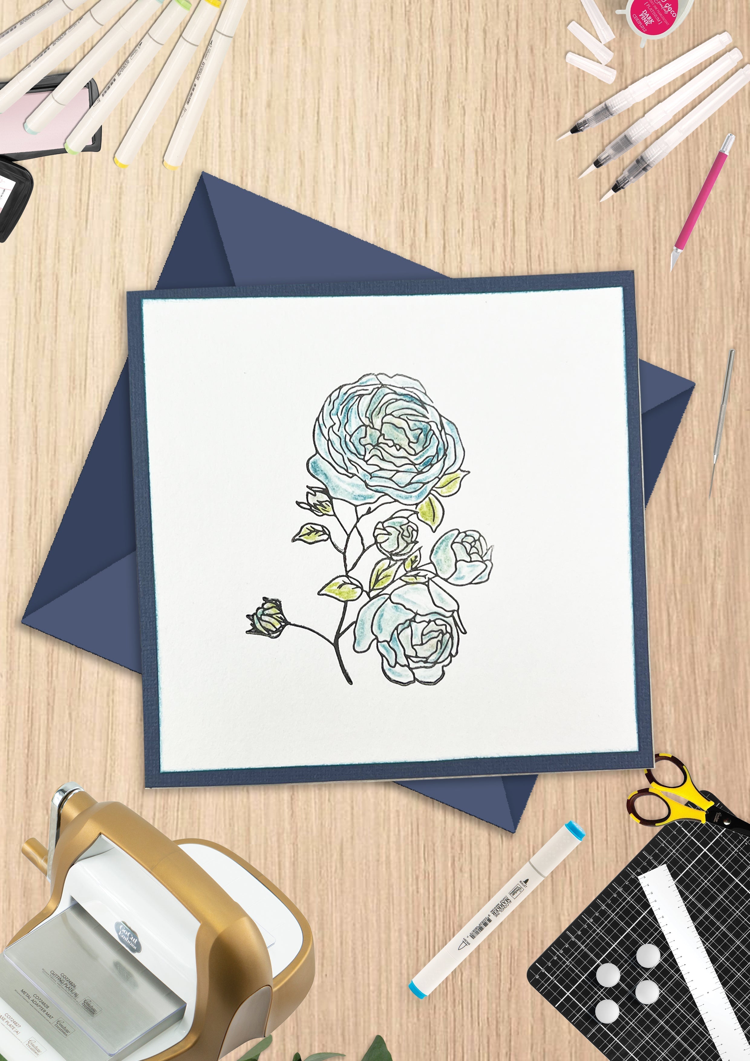 GoLetterPress Impression Stamp - Stamp 1 - Birthday Wishes Floral