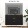 Ellis Modern Kitchen Buffet/Hallway Cabinet with 3 Drawers-Black