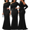 Independent Station Cross Border Elegant Sexy Oblique Shoulder Long Dinner Evening Dress