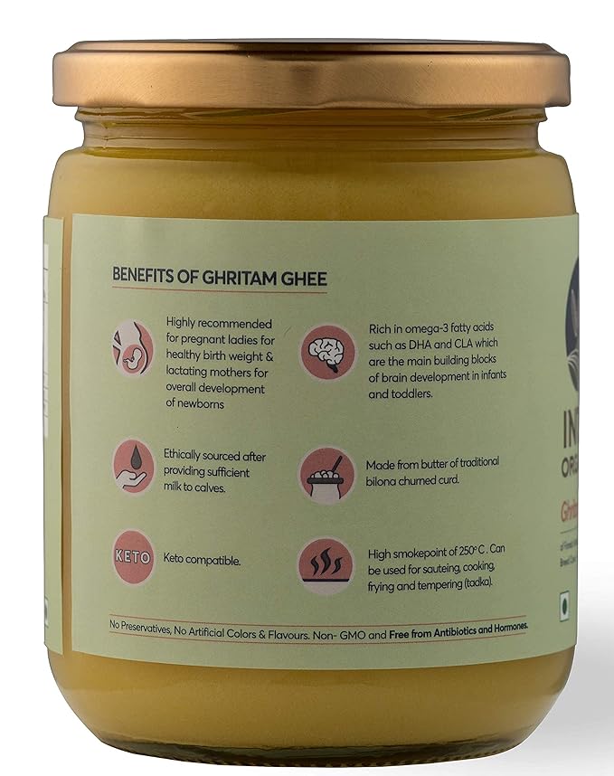 Ghee A2 de vache Desi Malnad Gidda, nourrie à l'herbe en forêt, de Indic Organics | Ghee de vache Desi pure | Ghee de culture premium