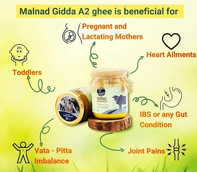 Ghee A2 de vache Desi Malnad Gidda, nourrie à l'herbe en forêt, de Indic Organics | Ghee de vache Desi pure | Ghee de culture premium