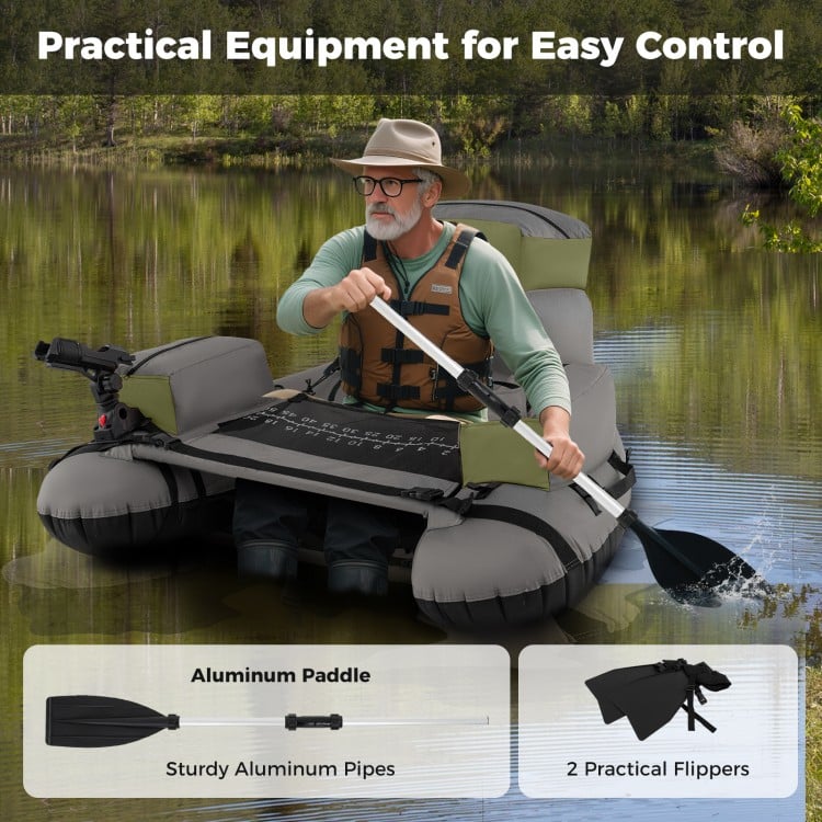 Inflatable Fishing Float Tube with Shoulder Straps and Storage for Angling