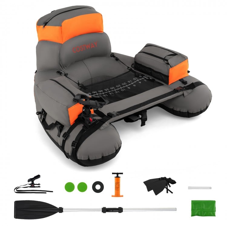 Inflatable Fishing Float Tube with Shoulder Straps and Storage for Angling