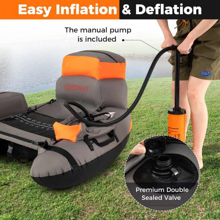 Inflatable Fishing Float Tube with Shoulder Straps and Storage for Angling