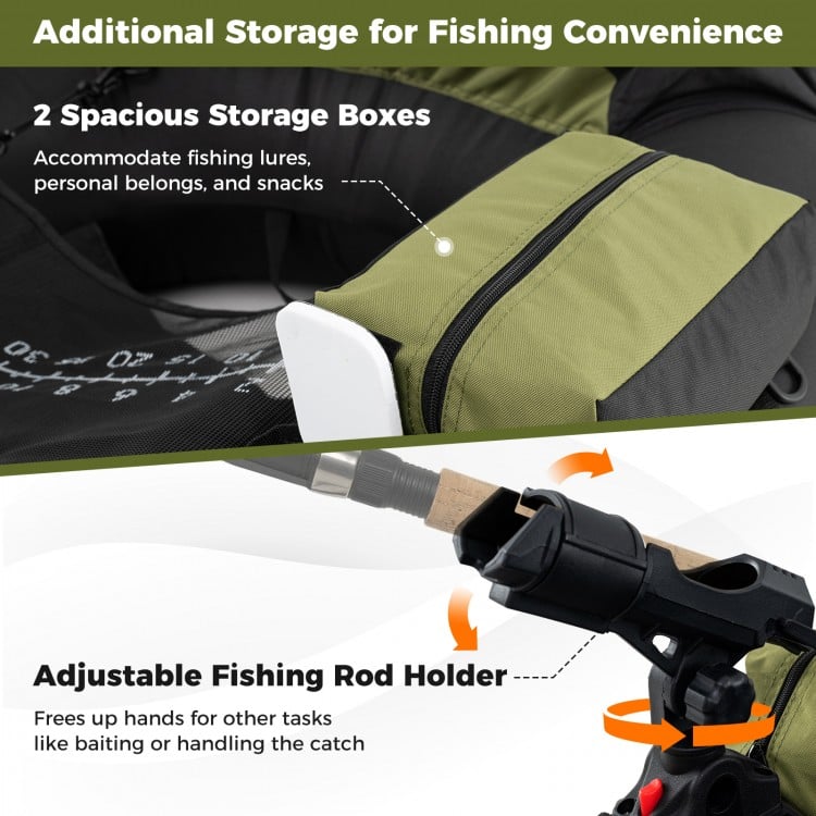 Inflatable Float Tube with Adjustable Fishing Rod Holder and Fish Hook Stator