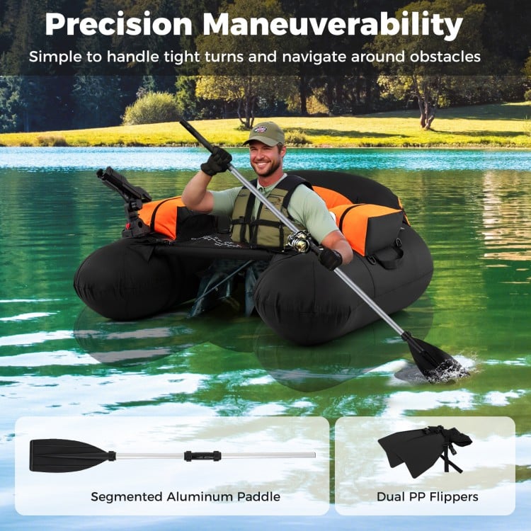 Inflatable Float Tube with Adjustable Fishing Rod Holder and Fish Hook Stator