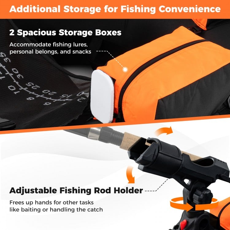 Inflatable Float Tube with Adjustable Fishing Rod Holder and Fish Hook Stator