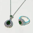 Ins Trendy Heart-shaped Emerald Water Drop Ring Full Diamond