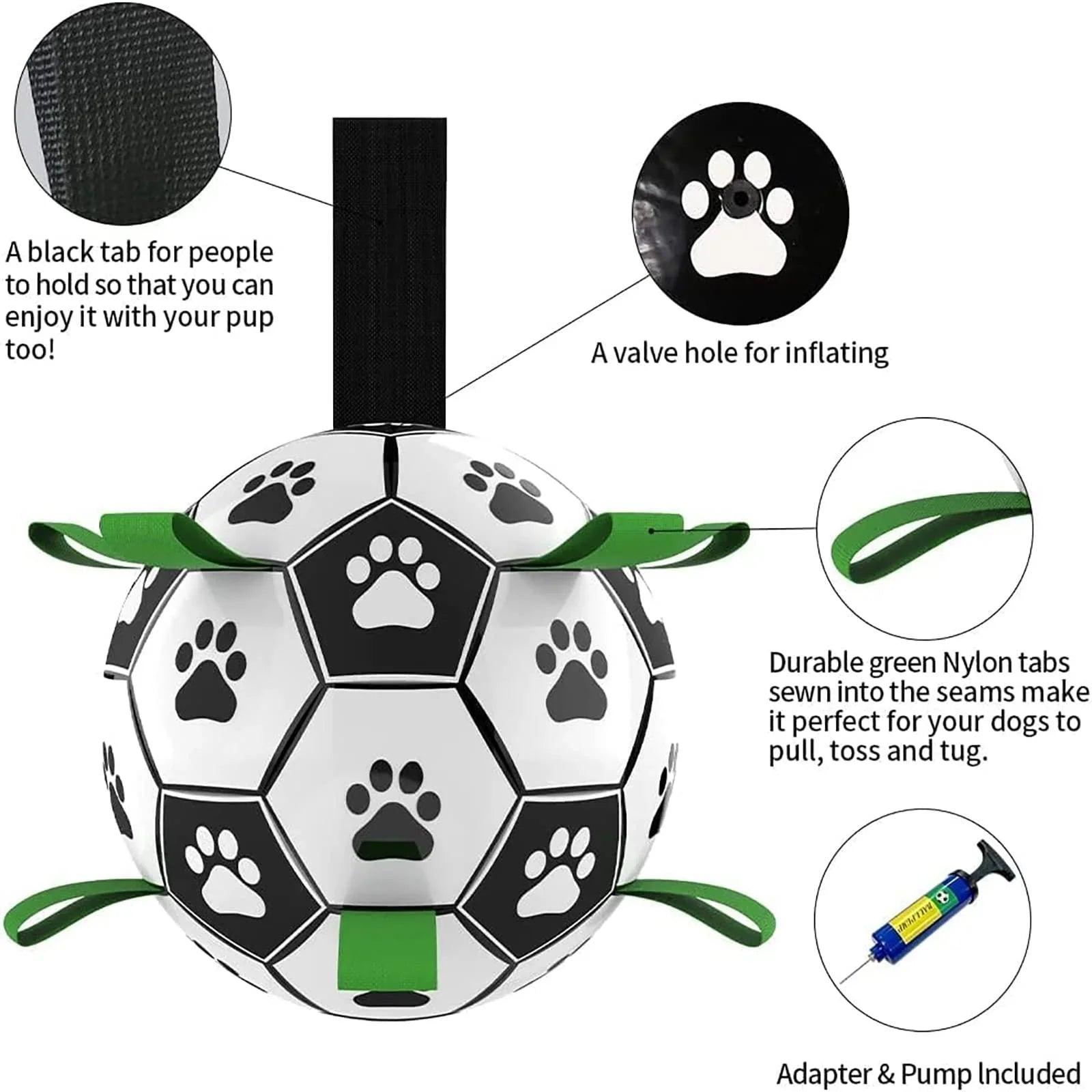 Interactive Dog Football Toy Soccer Ball with Grab Tabs – Inflatable Training Toy for Dogs