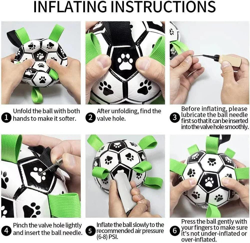 Interactive Dog Football Toy Soccer Ball with Grab Tabs – Inflatable Training Toy for Dogs