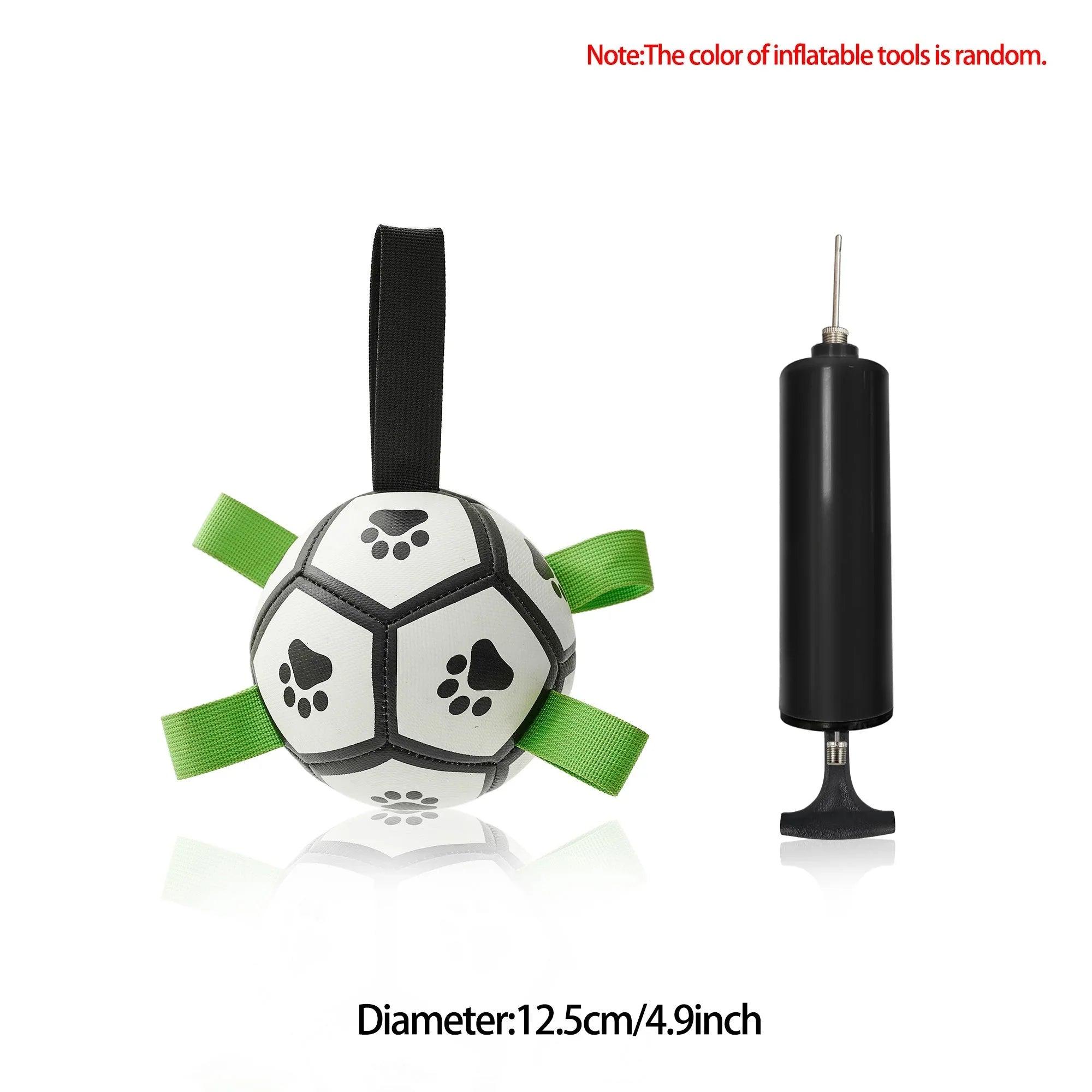 Interactive Dog Football Toy Soccer Ball with Grab Tabs – Inflatable Training Toy for Dogs