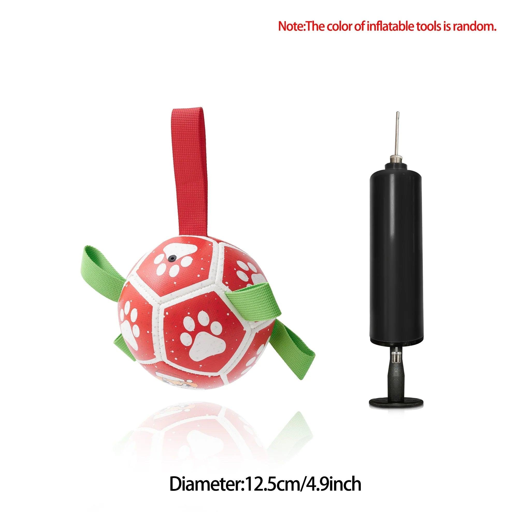 Interactive Dog Football Toy Soccer Ball with Grab Tabs – Inflatable Training Toy for Dogs