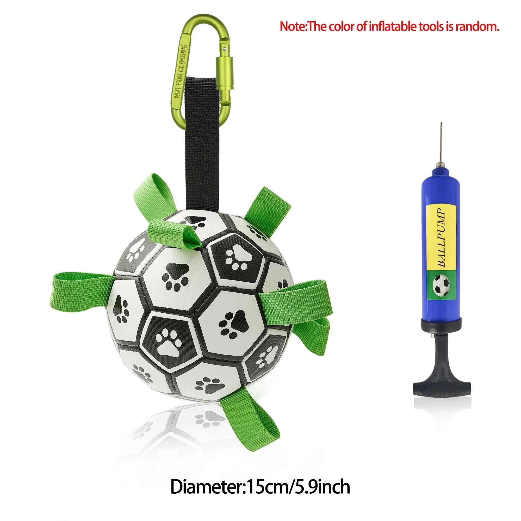 Interactive Dog Football Toy Soccer Ball with Grab Tabs – Inflatable Training Toy for Dogs
