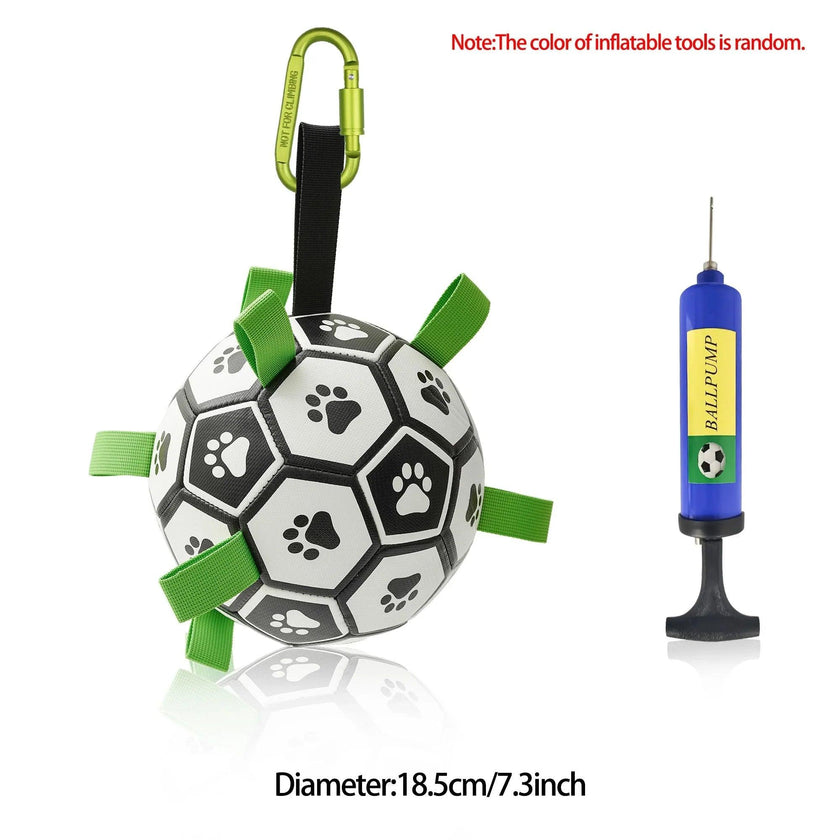 Interactive Dog Football Toy Soccer Ball with Grab Tabs – Inflatable Training Toy for Dogs