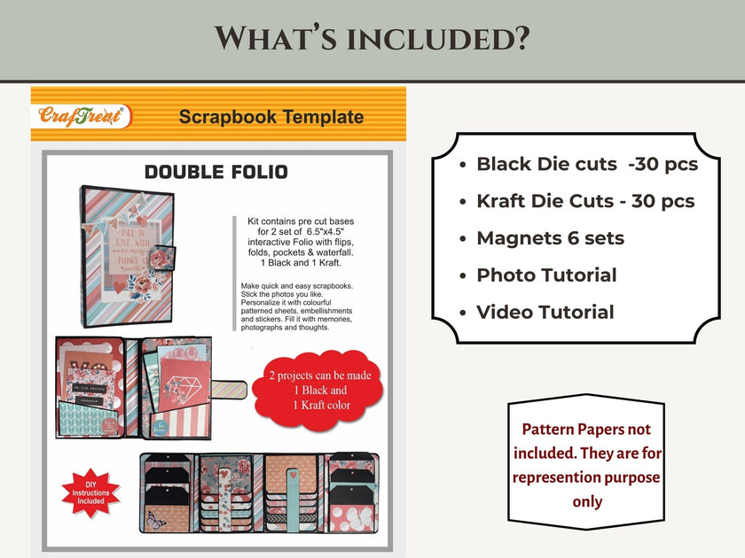 CrafTreat Scrapbook Blanks - Double Folio - Black & Kraft Color