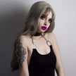 Iron ring zip hanging neck sexy halter onesies