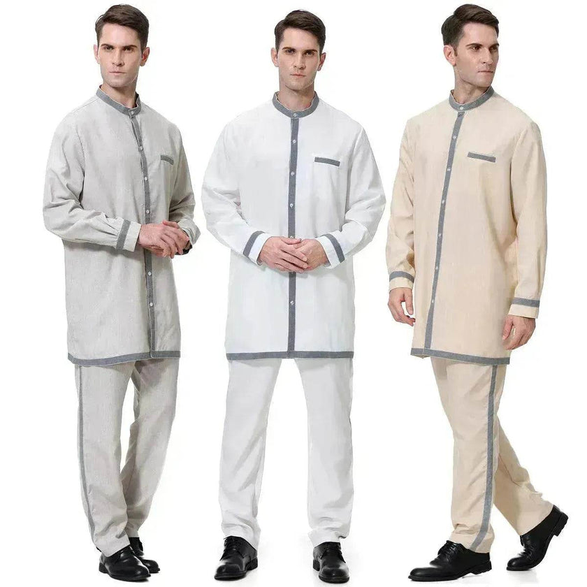 Islamic Two piece wear for Men  Saudi Arab  Men's Robe Suit Arab2pcs Thobe Jubba Thoub Robe