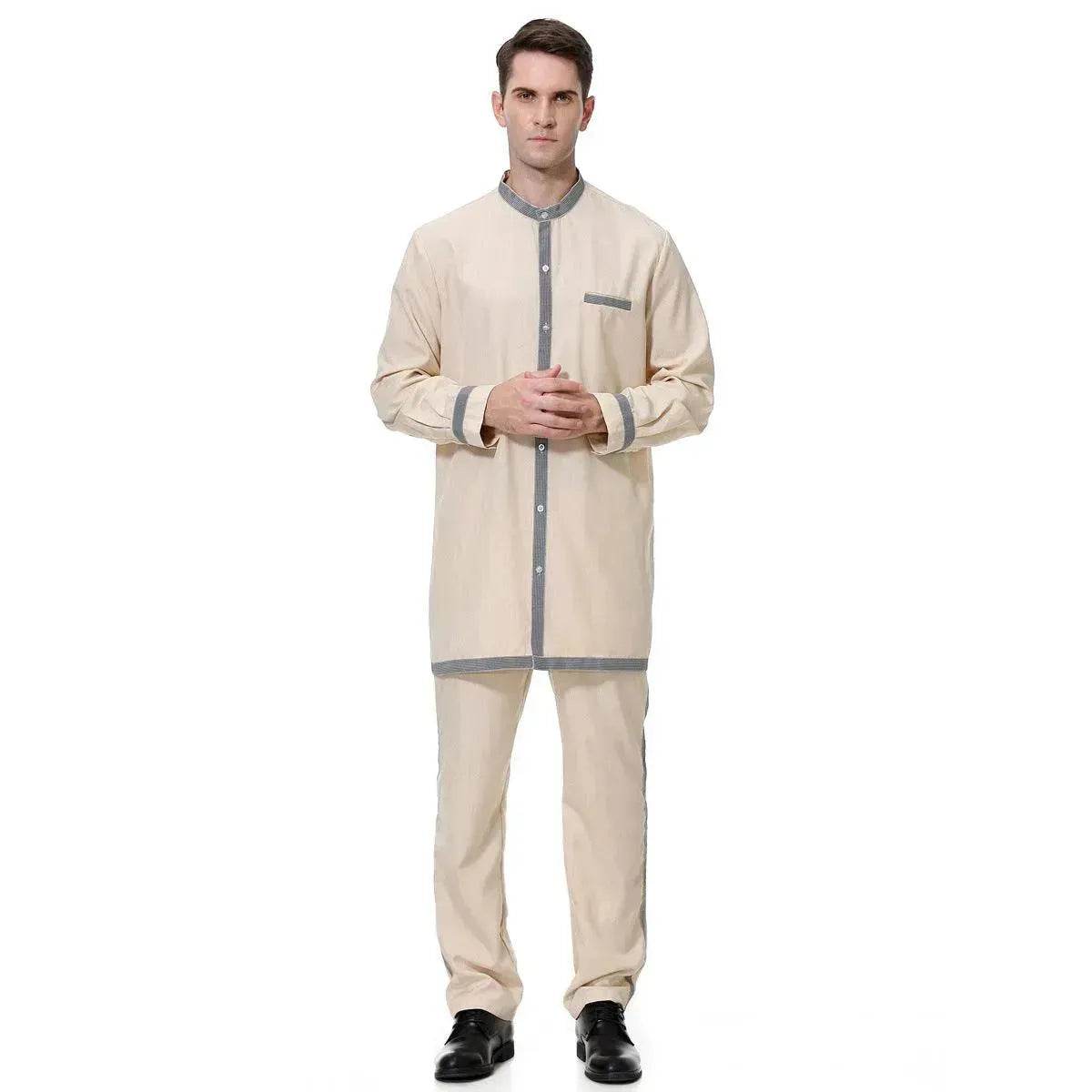 Islamic Two piece wear for Men  Saudi Arab  Men's Robe Suit Arab2pcs Thobe Jubba Thoub Robe