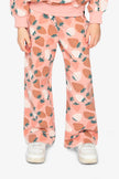 Wide Leg Sweatpants Pink Strawberry Print