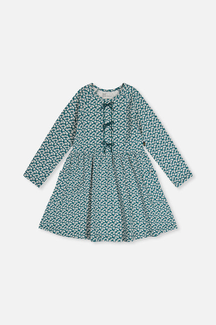 Organic Cotton Dress With Pockets Green Floral Print