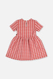 Short Sleeve Dress With Pockets Pink And White Houndstooth