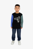 Long Sleeve T-Shirt Black, Blue And Green