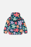 Quilted Mid-Season Jacket Green Floral Print
