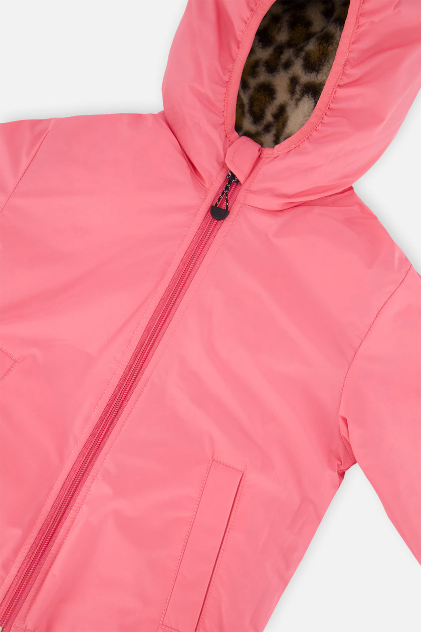 Reversible Mid-Season Jacket Pink And Leopard
