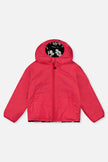 Reversible Mid-Season Jacket Pink And Black Printed Flowers