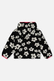 Reversible Mid-Season Jacket Pink And Black Printed Flowers