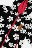 Reversible Mid-Season Jacket Pink And Black Printed Flowers