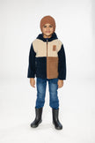 Reversible Mid-Season Jacket Dark Blue, Beige And Brown