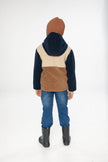 Reversible Mid-Season Jacket Dark Blue, Beige And Brown
