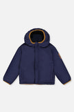 Reversible Mid-Season Jacket Dark Blue, Beige And Brown