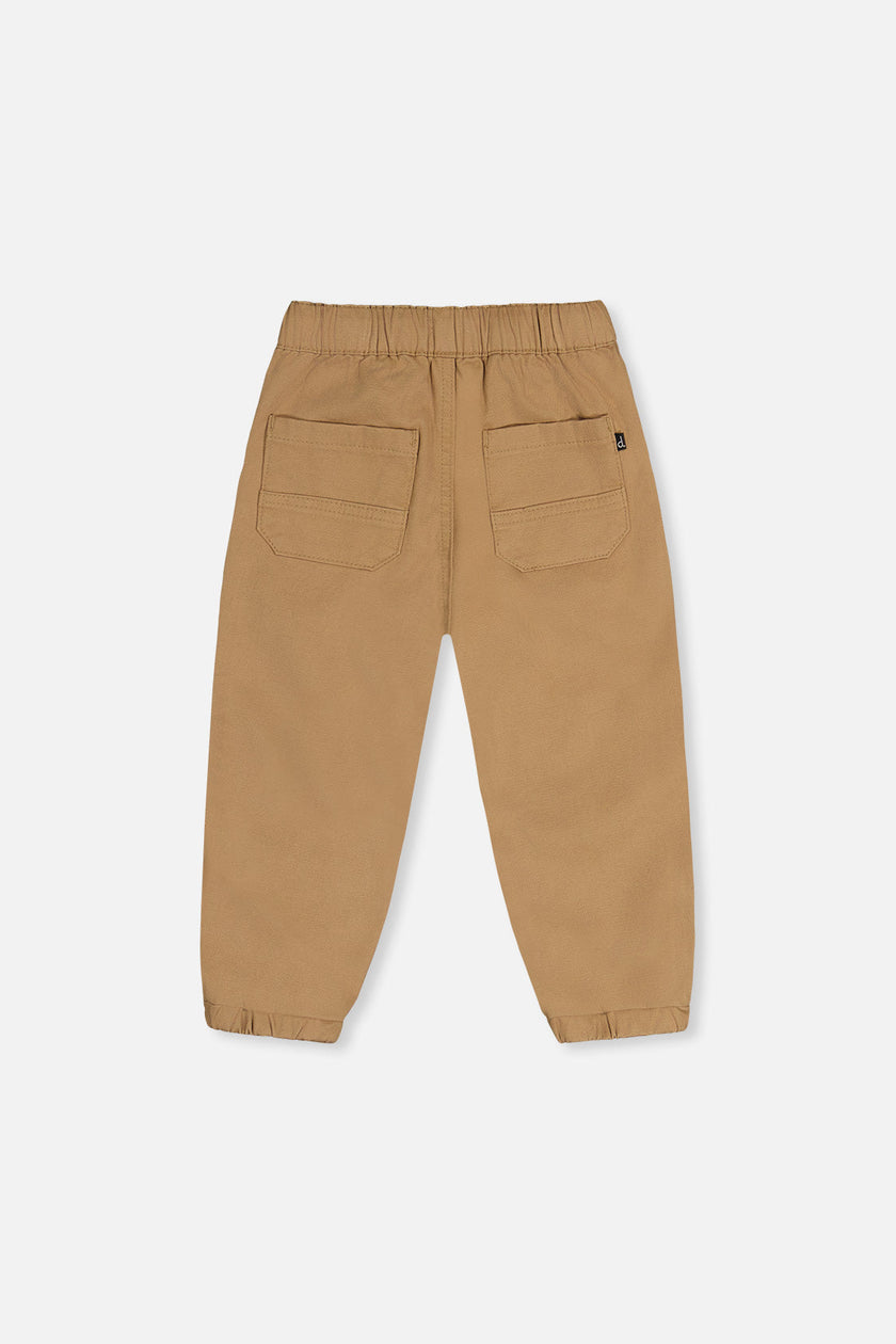 Stretch Canvas Jogger Pants Beige
