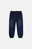 French Terry Denim Jogger Pants Navy Blue