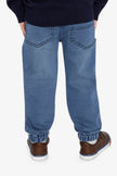 French Terry Denim Jogger Pants Light Blue