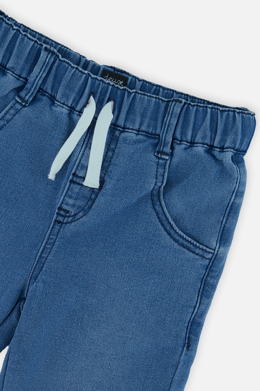 French Terry Denim Jogger Pants Light Blue