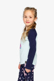 Raglan Organic Cotton T-Shirt Dark And Pale Blue
