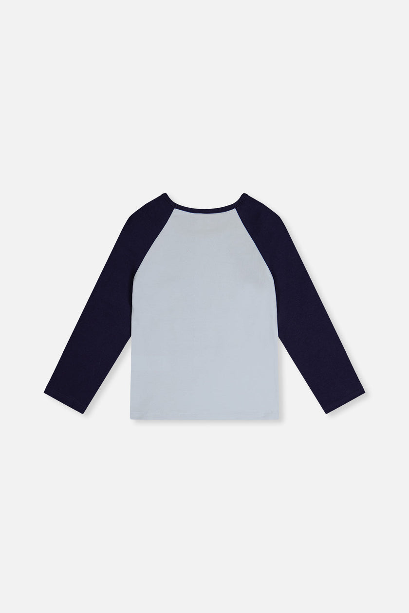Raglan Organic Cotton T-Shirt Dark And Pale Blue
