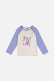 Raglan Organic Cotton T-Shirt Violet And Off-White