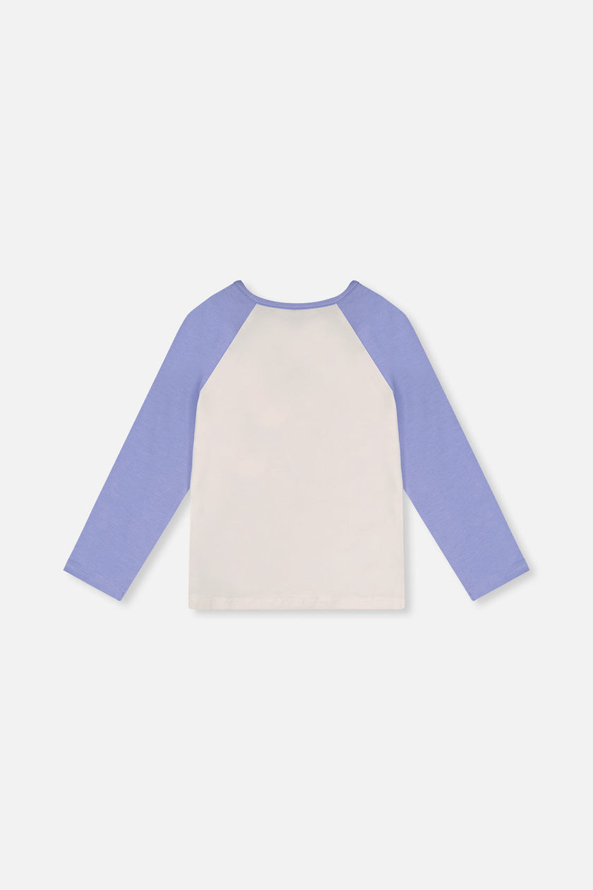 Raglan Organic Cotton T-Shirt Violet And Off-White