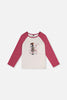 Raglan Organic Cotton T-Shirt Pinkish Violet And White